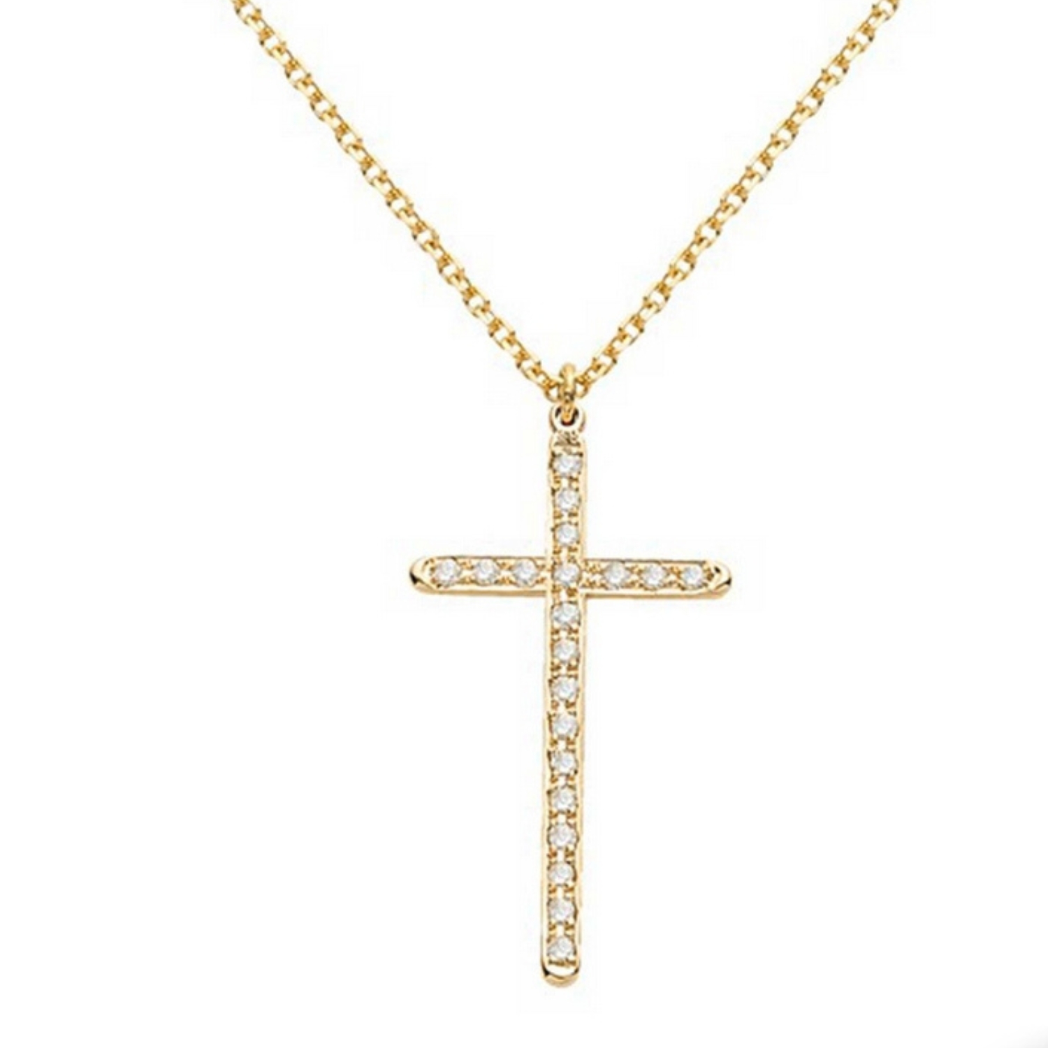 Κ14 GOLD CROSS WITH DIAMONDS
