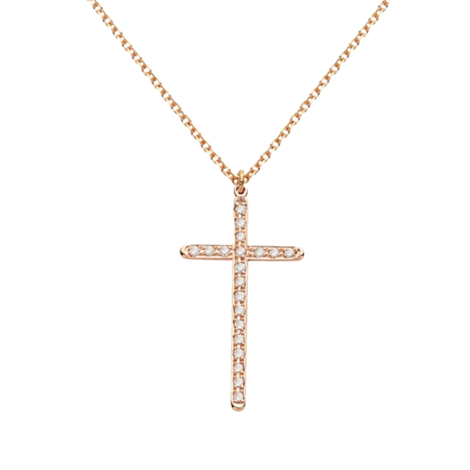 Κ14 ROSE GOLD CROSS WITH DIAMONDS