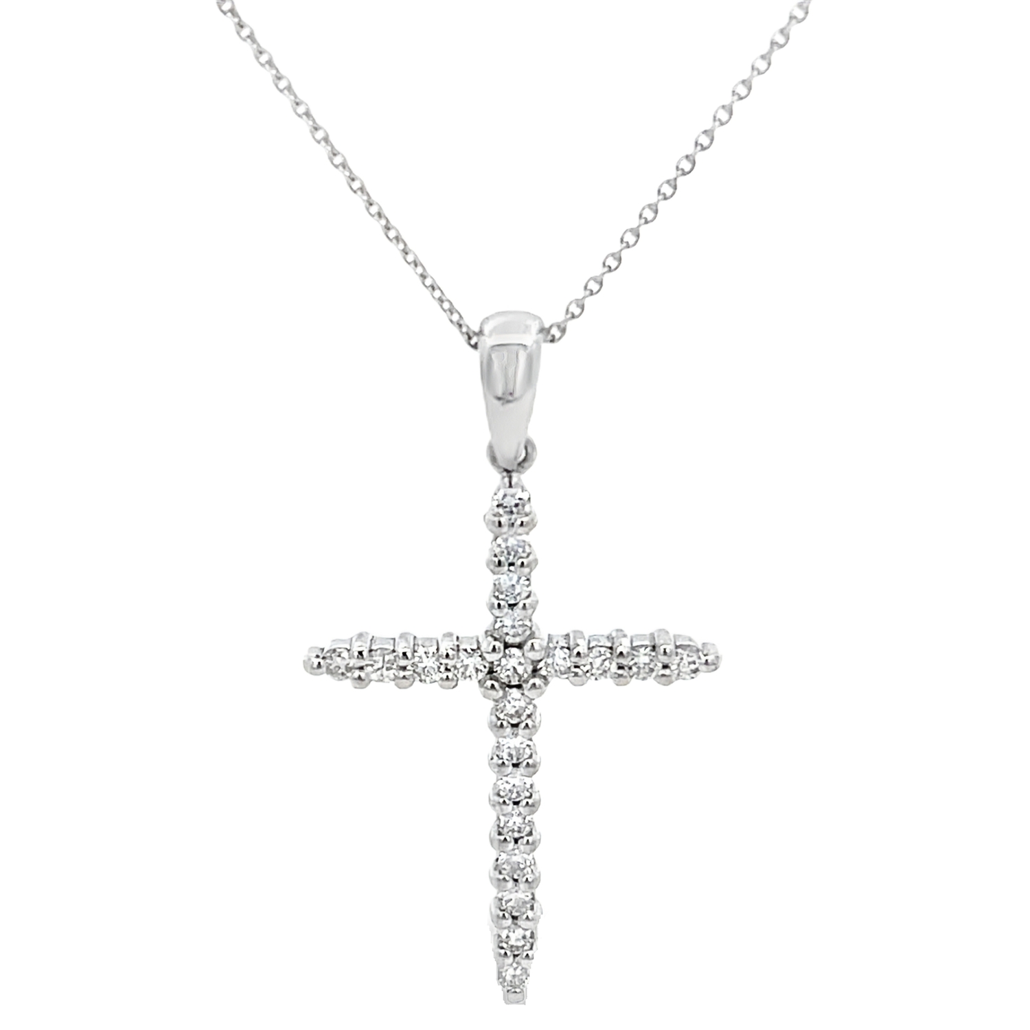 K18 WHITE GOLD CROSS WITH DIAMONDS