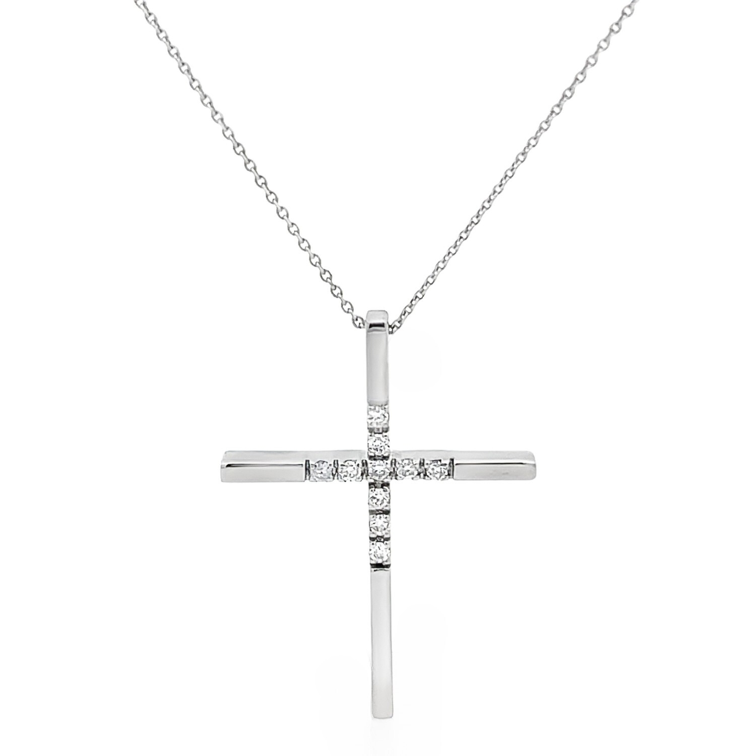 18 K WHITE GOLD CROSS WITH DIAMONDS