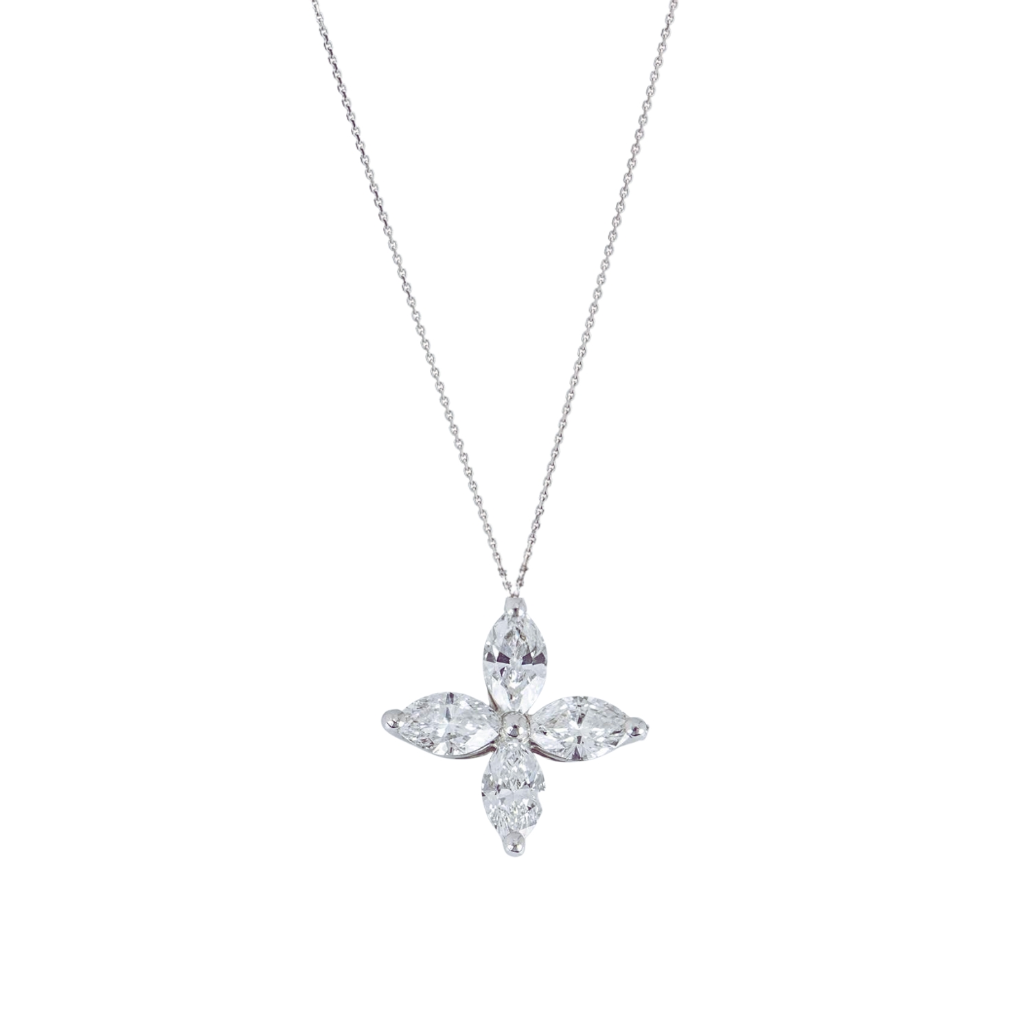18K WHITE GOLD CROSS WITH MARQUISE DIAMONDS
