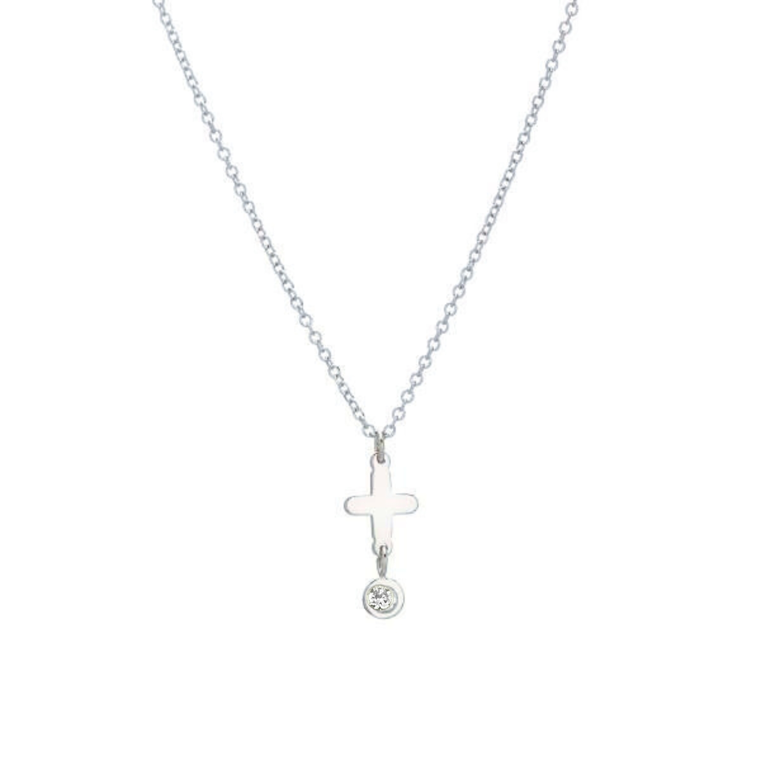 K14 WHITE GOLD CROSS WITH DIAMONDS