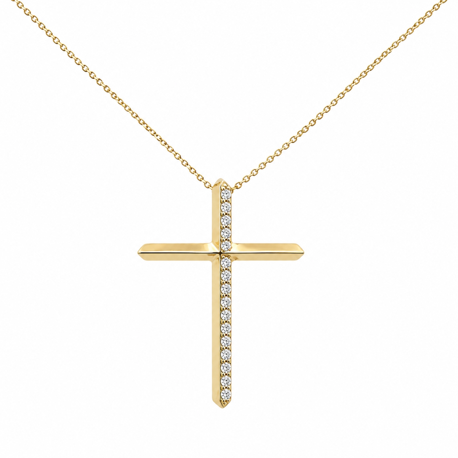 K18 GOLD CROSS WITH DIAMONDS