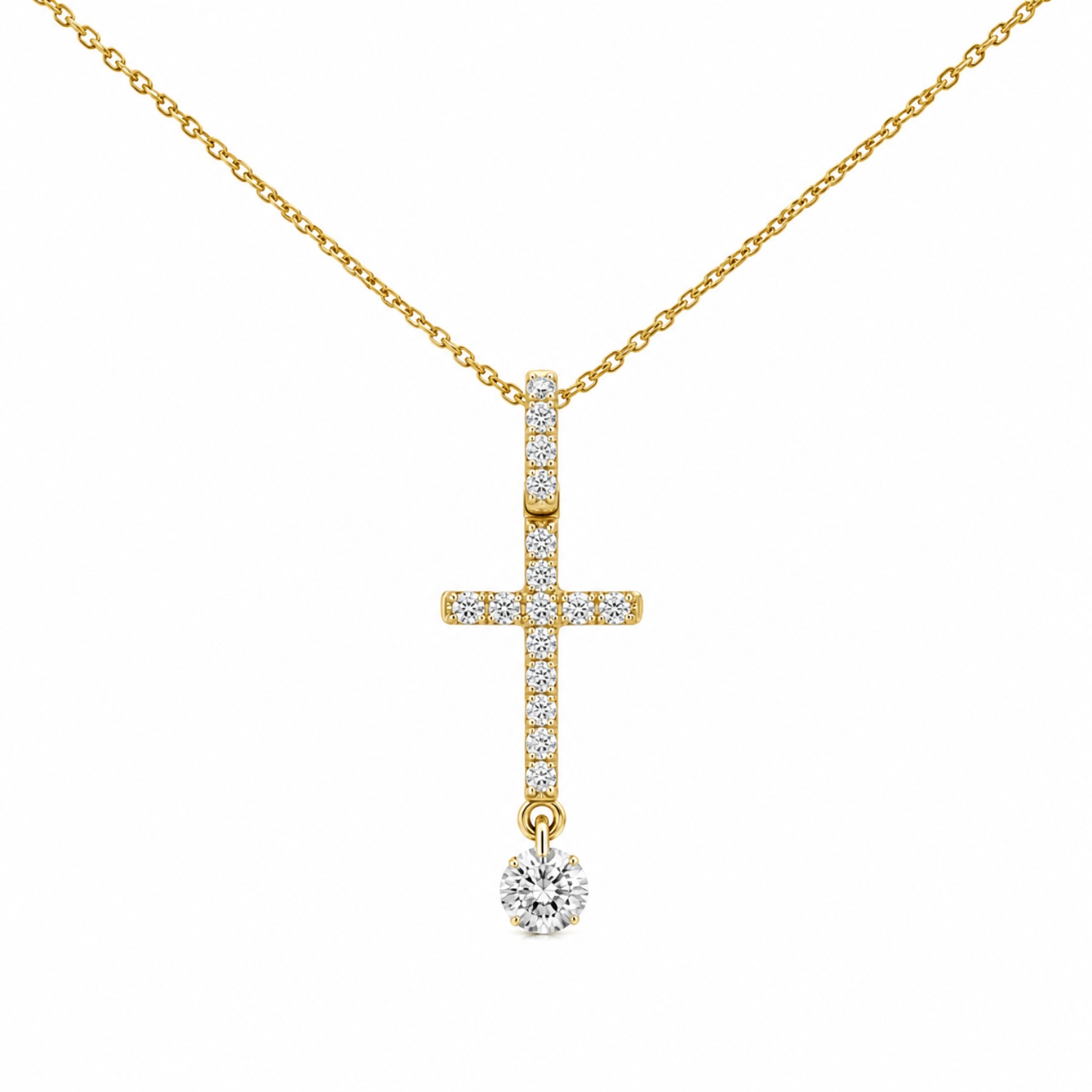 K18 GOLD CROSS WITH DIAMONDS