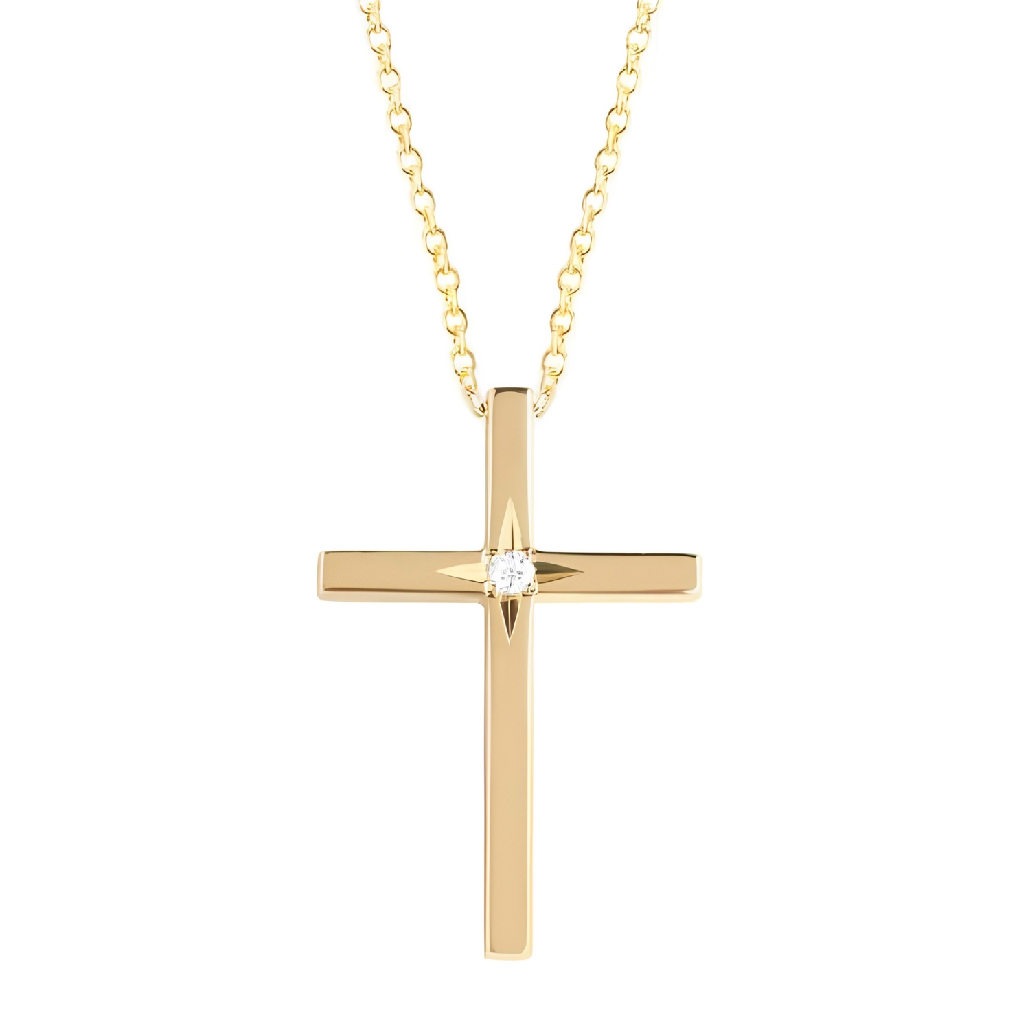 K14 GOLD CROSS WITH DIAMOND