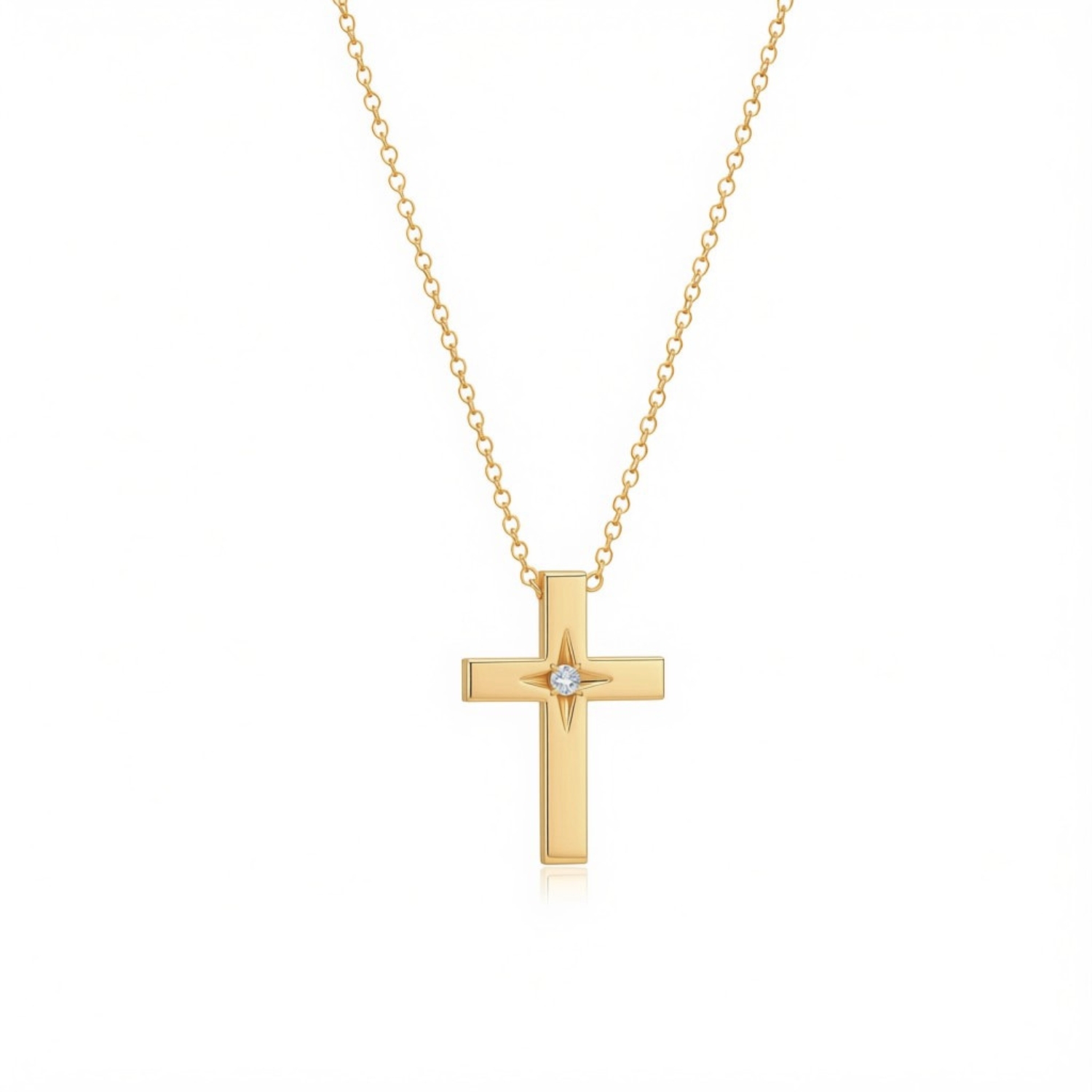 Κ14 GOLD CROSS WITH DIAMOND