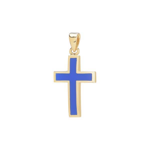 CROSS K18 YELLOW GOLD WITH BLUE ENAMEL
