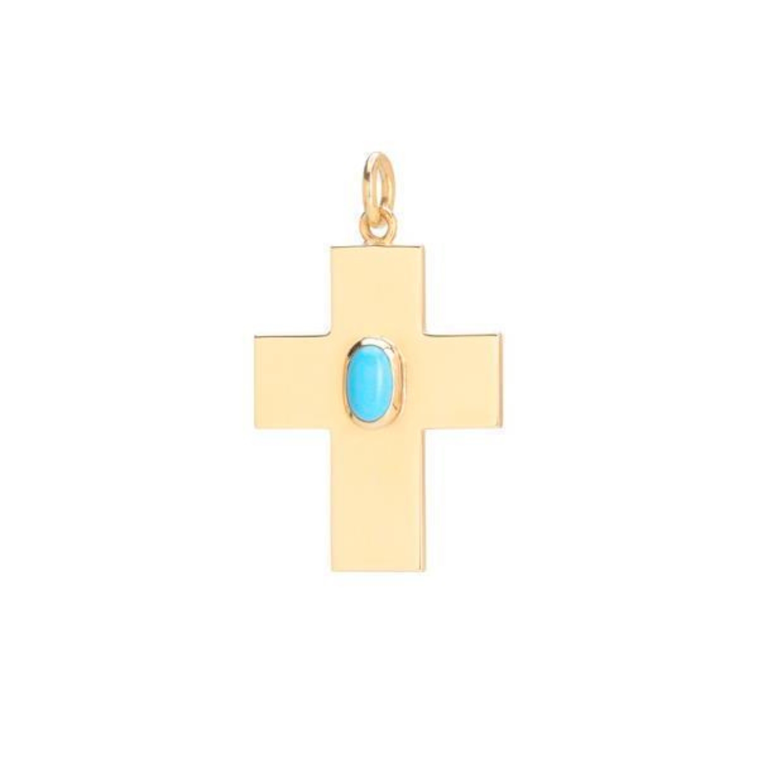 GOLD Κ9 CROSS WITH TURQUOISE