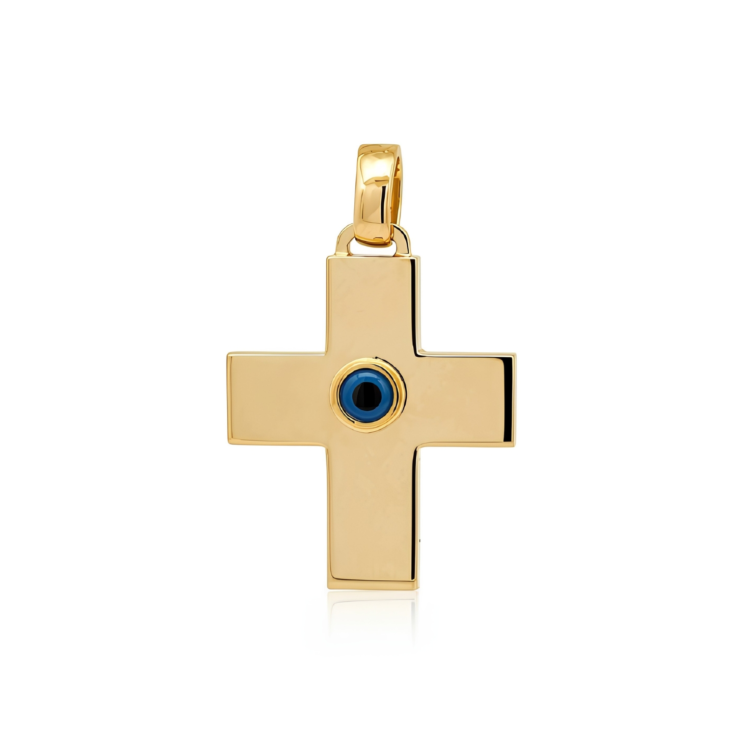 14K GOLD CROSS WITH EVIL EYE