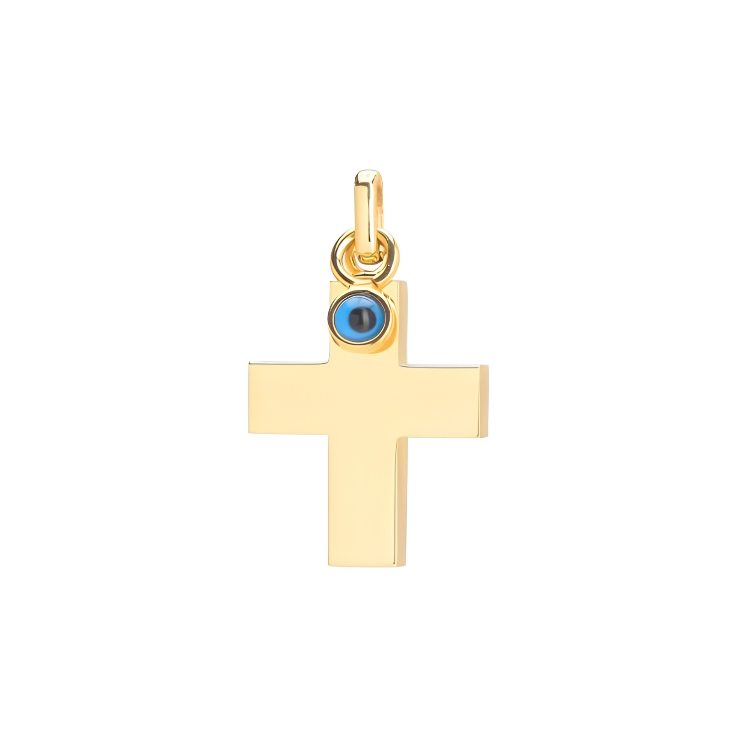 14K GOLD CROSS WITH EVIL EYE